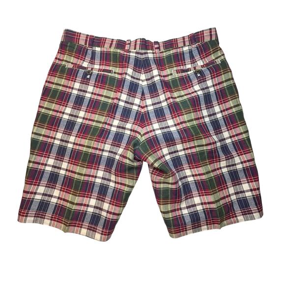 Brooks Brothers men's Baird McNutt irish linen red plaid short 11 inch size 38 - Picture 3 of 7